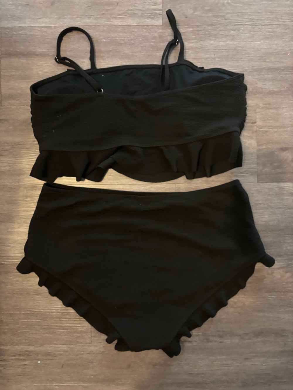 Black Ruffle Bandeau Bikini Set - Picture 2 of 2